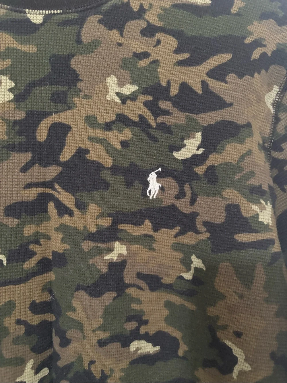 Polo by Ralph Lauren Men’s Camo Waffle Knit Thermal Long Sleeve Crew Shirt